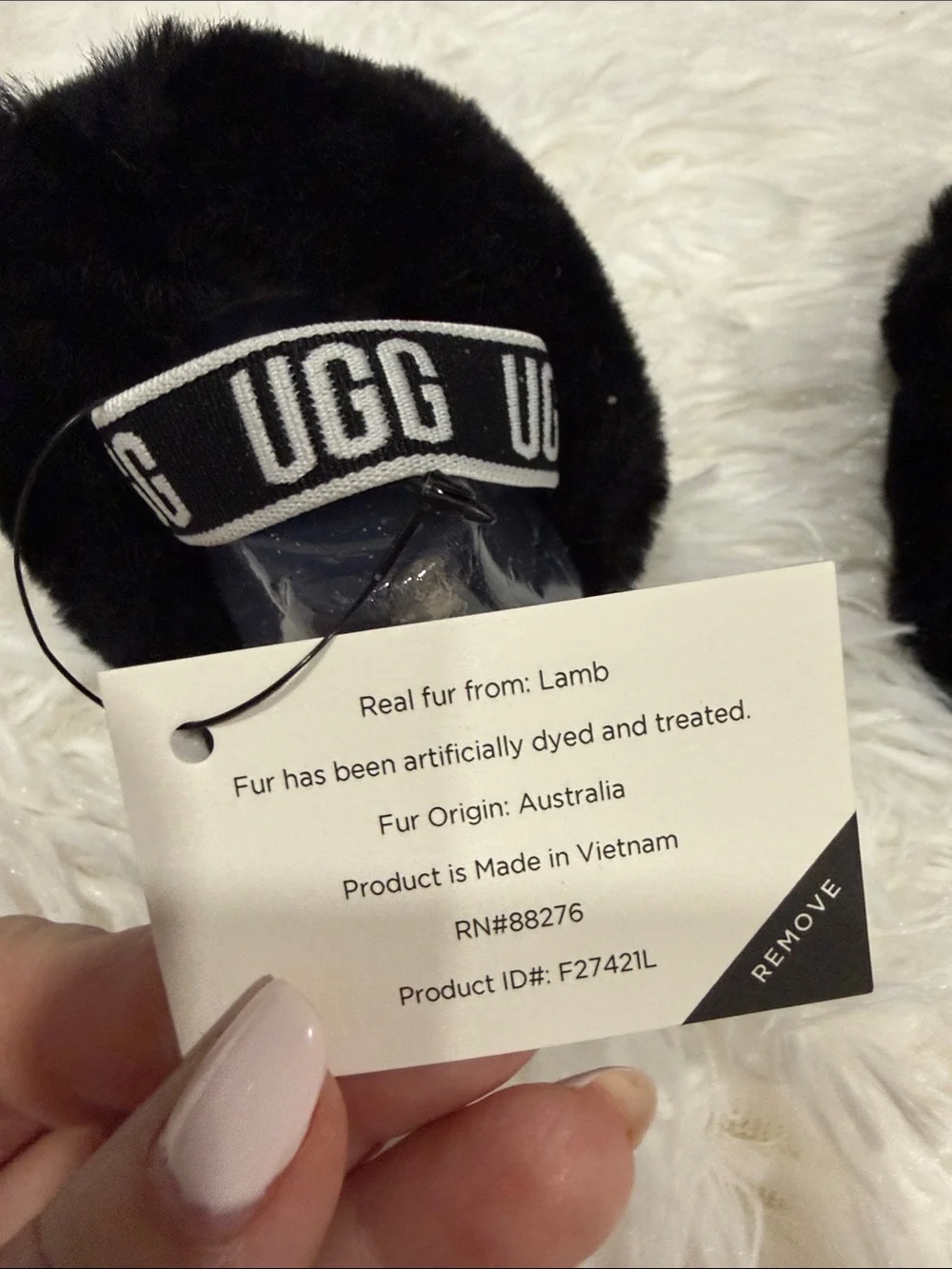 UGG Black Faux Fur Slide Slippers for Women